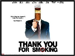 plakat, zapalniczka, Aaron Eckhart, papieros, Thank You For Smoking, garnitur